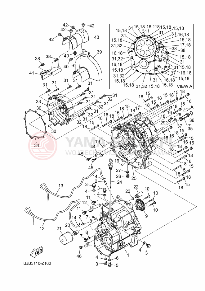 Schemat "przeniesienie napędu (obudowa)" do Yamaha YXZ1000R