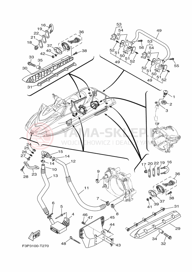Schemat "HULL & DECK" do Yamaha GP1800
