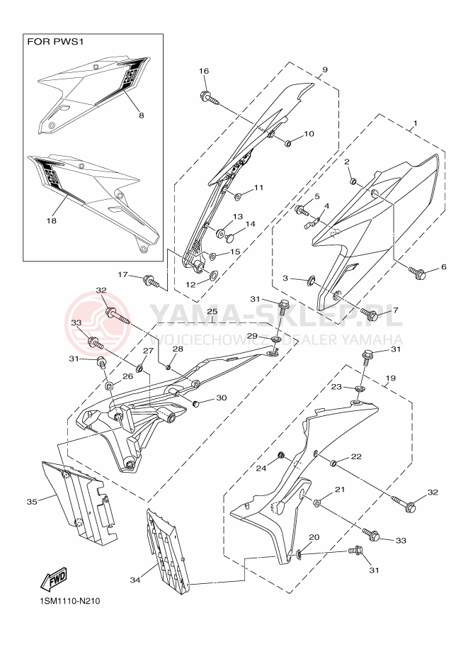 Schemat "Pokrywa boczna" do Yamaha YZ250F