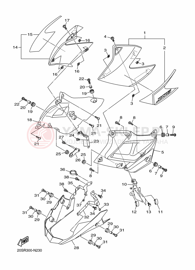 Schemat "POKRYWA BOCZNA 2" do Yamaha XJ6