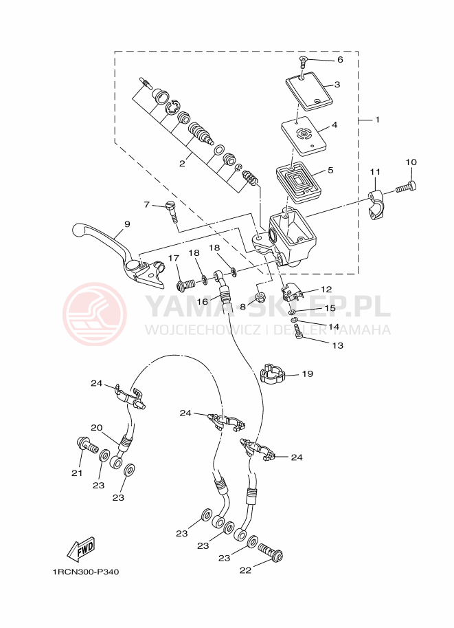 Schemat "Pompa hamulcowa przednia" do Yamaha MT-09