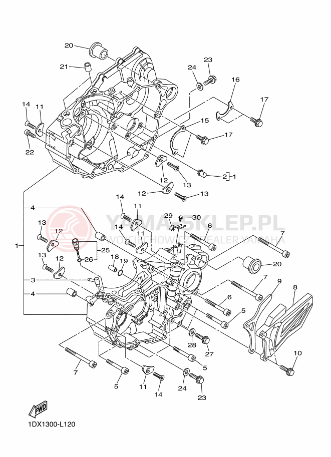 Schemat "Obudowa silnika" do Yamaha WR450F
