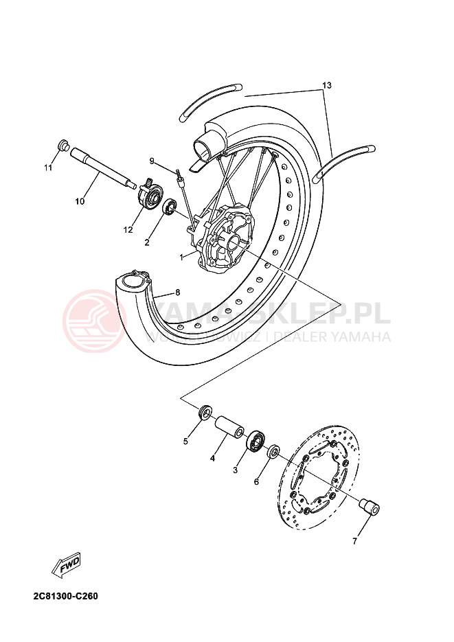Schemat "Koło przód" do Yamaha DT125X DT 125 SM