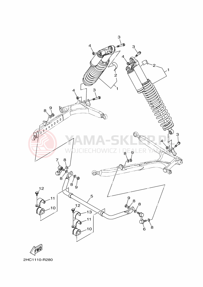Schemat "zawieszenie tył" do Yamaha YXZ1000R EPS