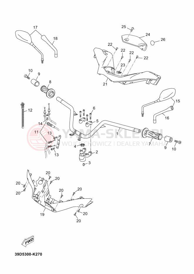 Schemat "Kierownica i osprzęt" do Yamaha X-MAX 250