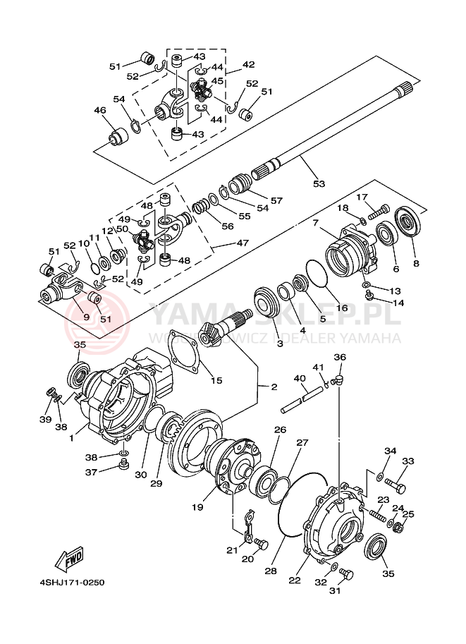Schemat "Wał napędowy przód" do Yamaha YFM400FW