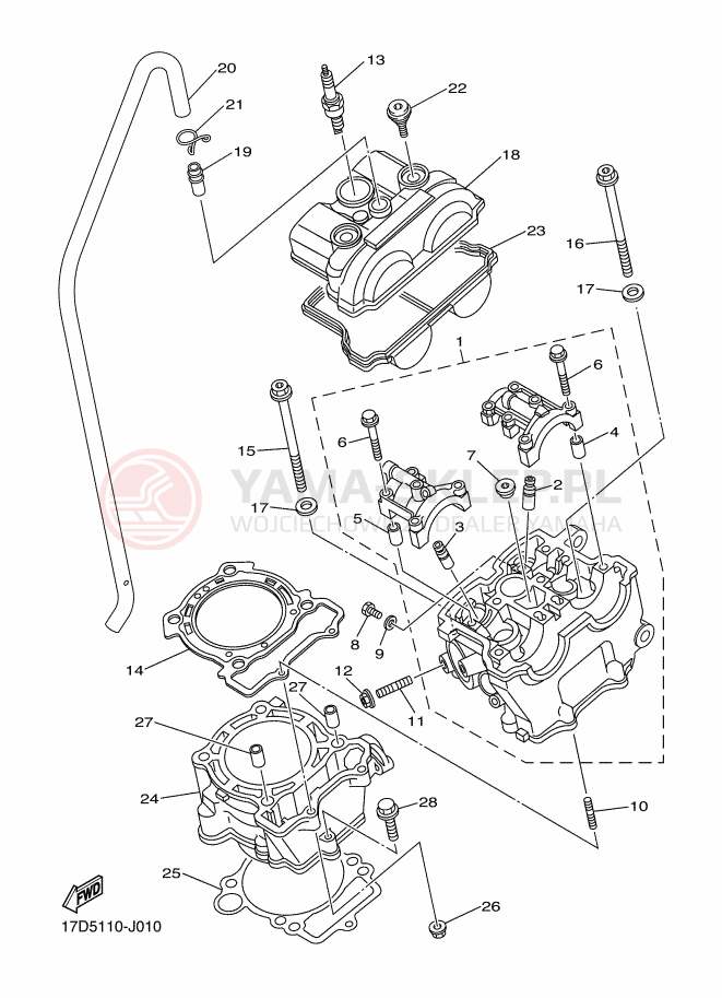 Schemat "cylinder" do Yamaha YZ250F