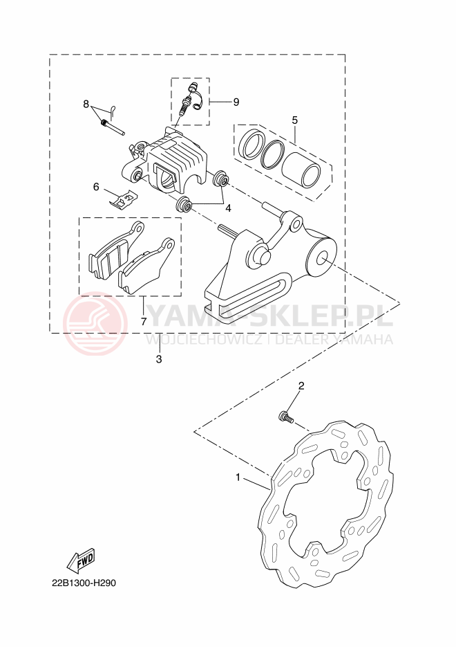 Schemat "Zacisk hamulcowy tylny" do Yamaha WR125R