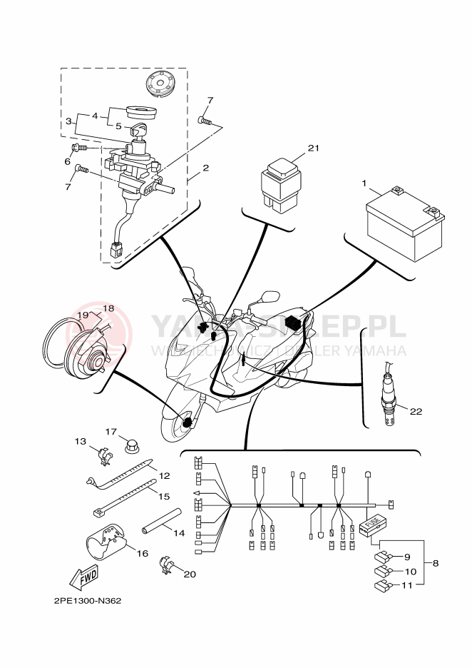 Schemat "układ elektryczny" do Yamaha MAJESTY S