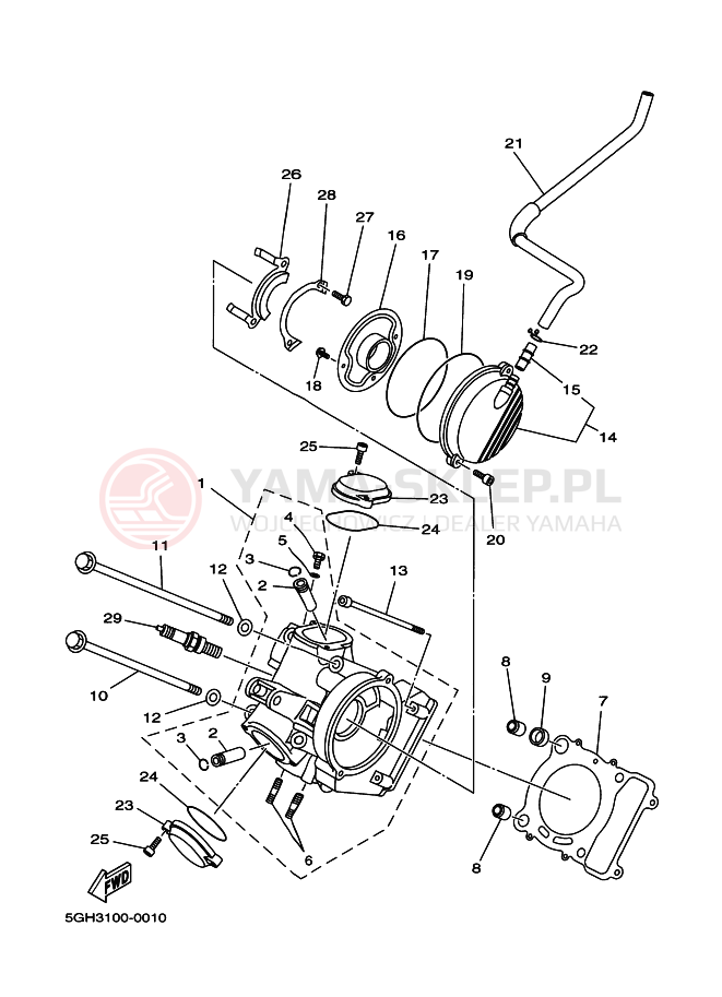 Schemat "głowica" do Yamaha YFM400FA