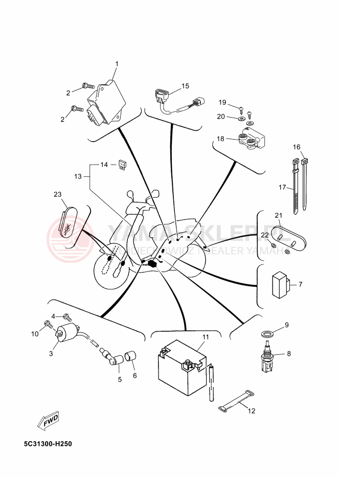 Schemat "układ elektryczny" do Yamaha NEOS 4
