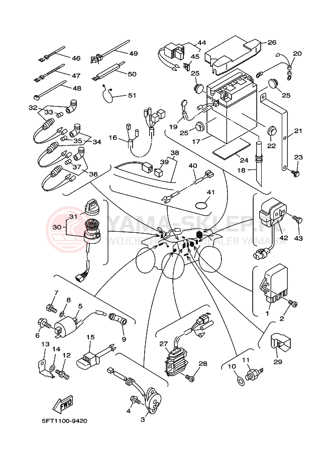 Schemat "układ elektryczny" do Yamaha YFM350FWB