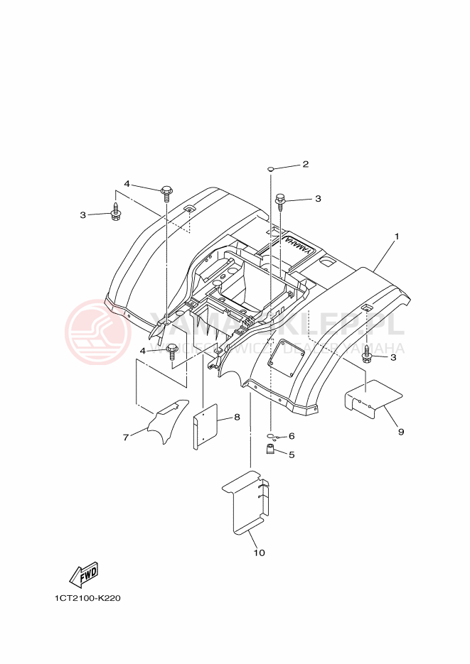 Schemat "TYLNY BŁOTNIK" do Yamaha YFM450FWAD