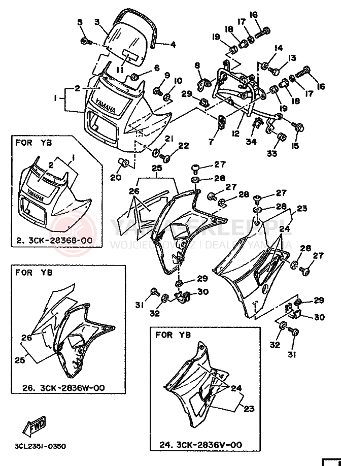 Schemat "elementy nadwozia" do Yamaha TDR250