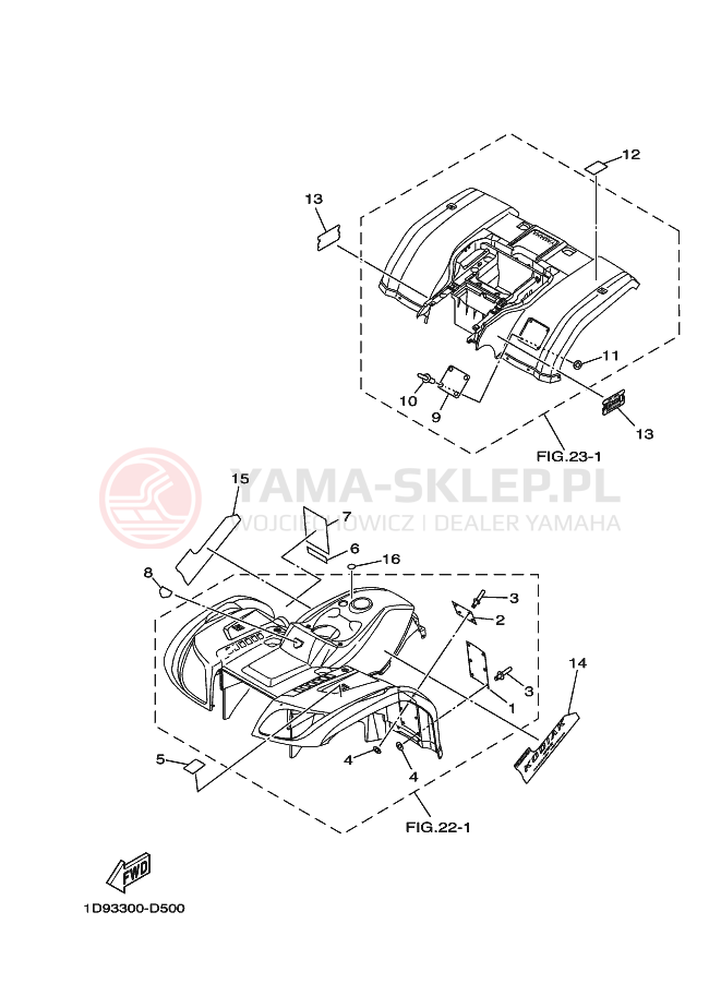 Schemat "naklejki" do Yamaha KODIAK 4WD