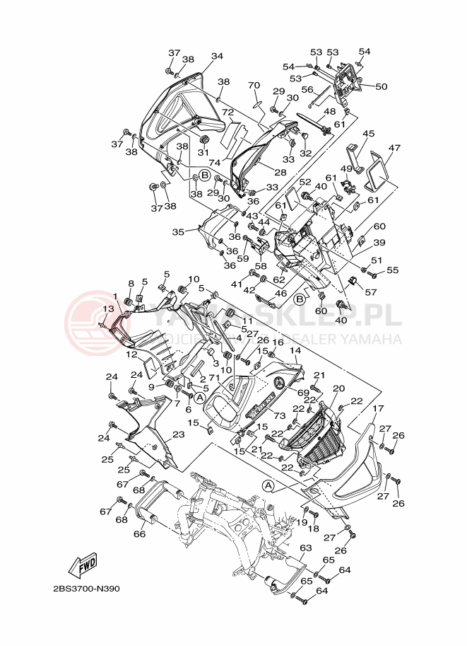 Schemat "elementy nadwozia" do Yamaha XT1200Z SUPER TÉNÉRÉ ABS