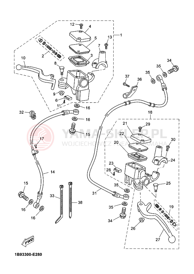 Schemat "Pompa hamulcowa przednia" do Yamaha X-MAX 125