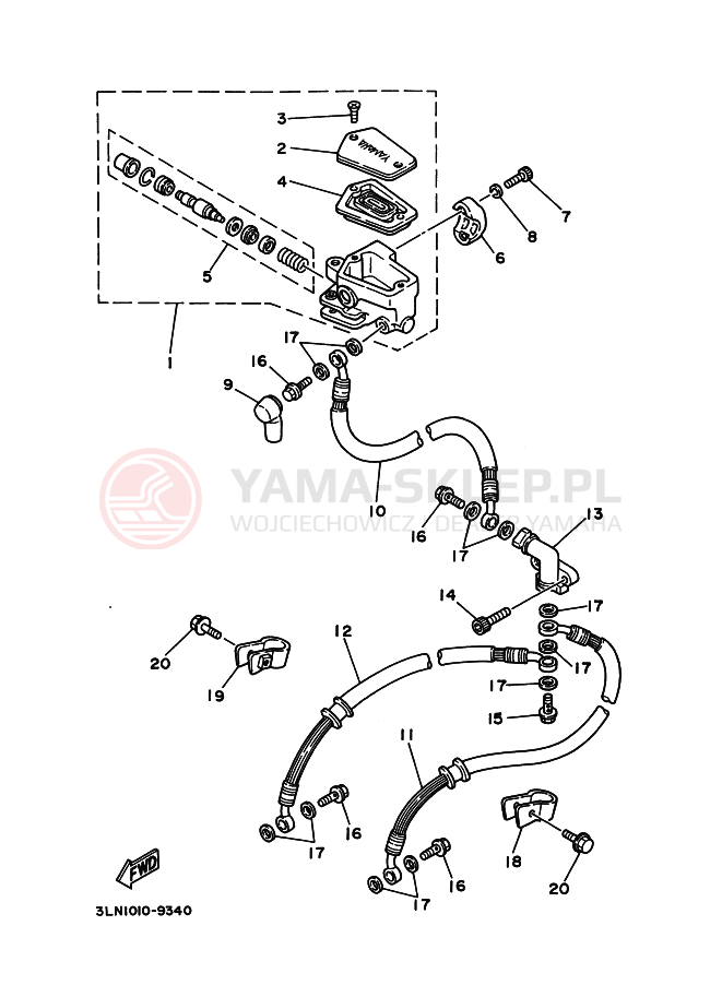 Schemat "Pompa hamulcowa przednia" do Yamaha FZR250R