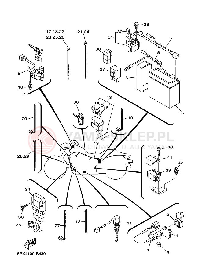 Schemat "układ elektryczny" do Yamaha XV1700PC XV17PCR ROADSTAR WARRIOR
