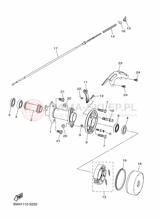 Schemat "Hamulce tył" do Yamaha YFZ50