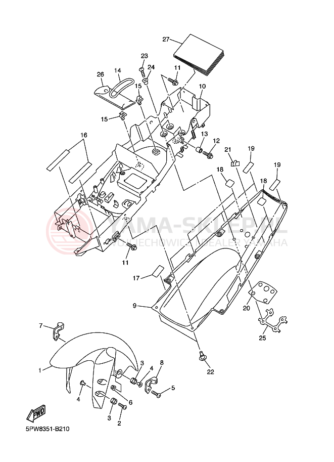 Schemat "błotnik" do Yamaha YZF-R1