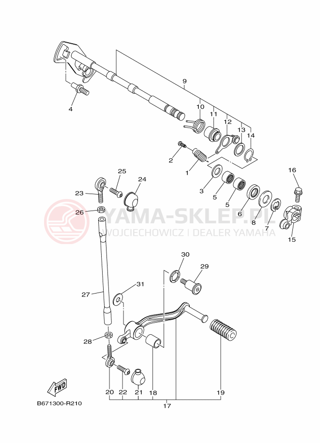 Schemat "Dźwignia zmiany biegów, wałek" do Yamaha MT-10