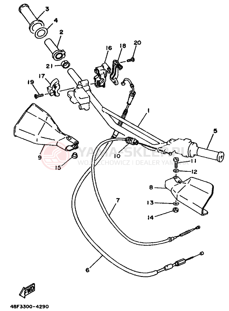 Schemat "Kierownica i osprzęt" do Yamaha WR200R