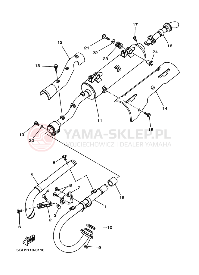Schemat "Wydech końcowy" do Yamaha YFM400FA