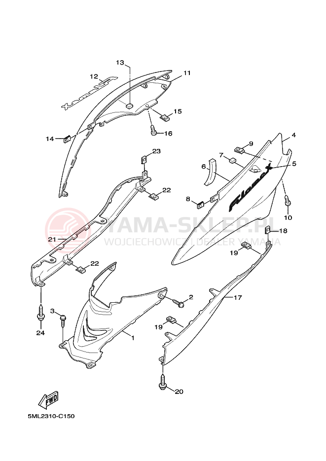 Schemat "Pokrywa boczna" do Yamaha FLAME X