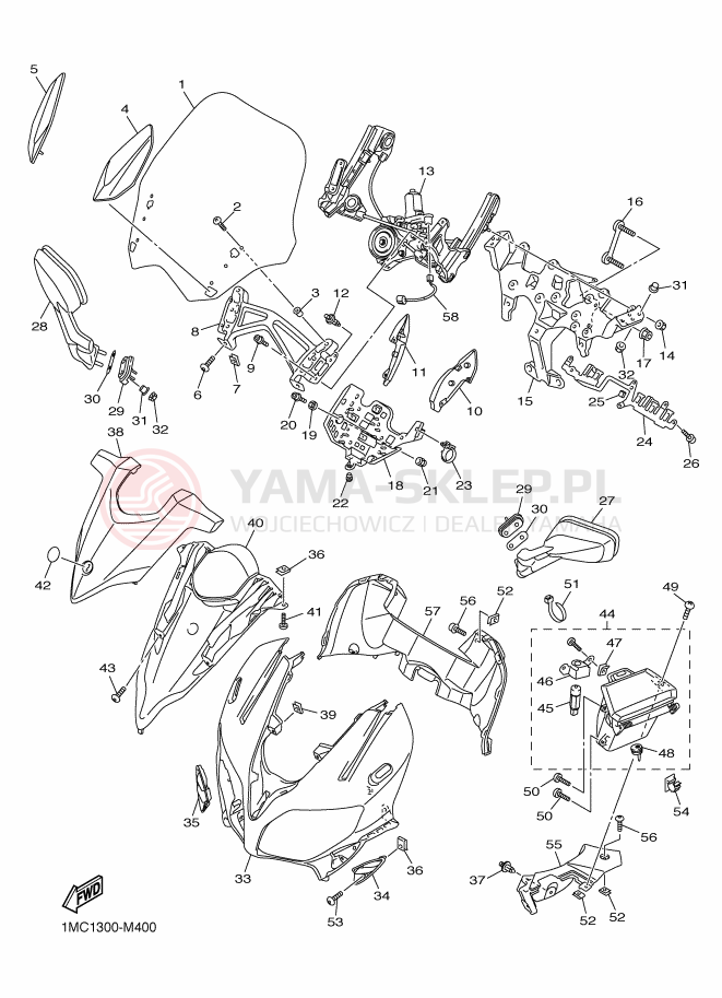 Schemat "Obudowa silnika" do Yamaha FJR1300-AS
