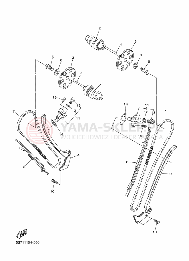 Schemat "Rozrząd - łańcuszek" do Yamaha SCR950