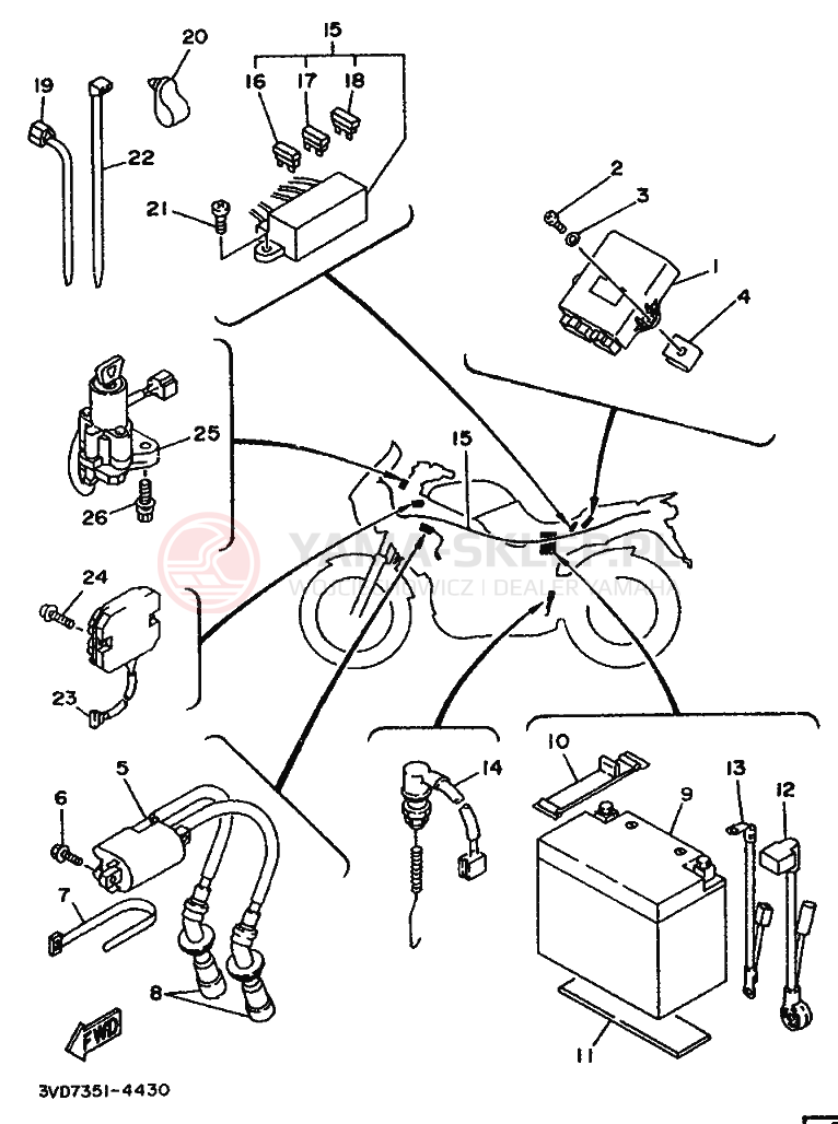 Schemat "układ elektryczny" do Yamaha TDM850