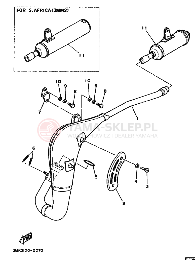 Schemat "Wydech końcowy" do Yamaha YZ80