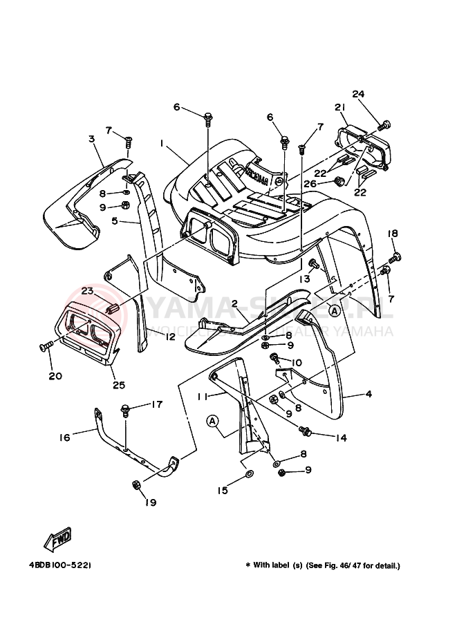 Schemat "Przedni błotnik" do Yamaha YFB250FW