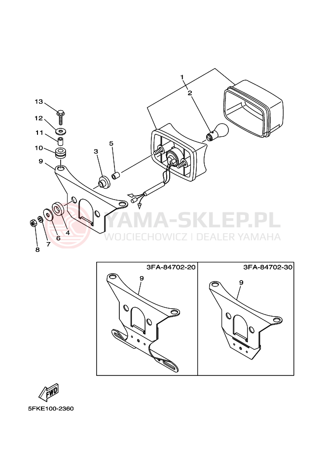 Schemat "Oświetlenie tył" do Yamaha BANSHEE