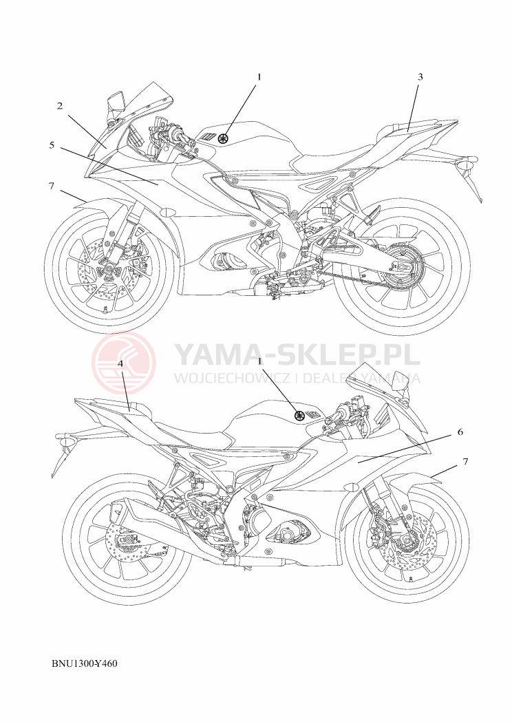 Schemat "naklejki" do Yamaha YZF-R125