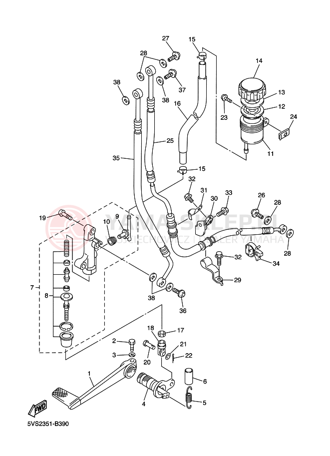 Schemat "Pompa hamulcowa tył" do Yamaha FJR1300A