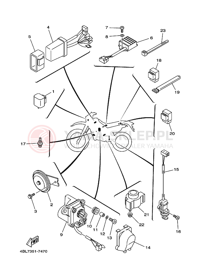 Schemat "układ elektryczny" do Yamaha DT125RE