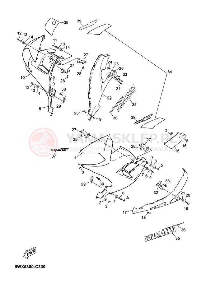 Schemat "elementy nadwozia" do Yamaha TZR50
