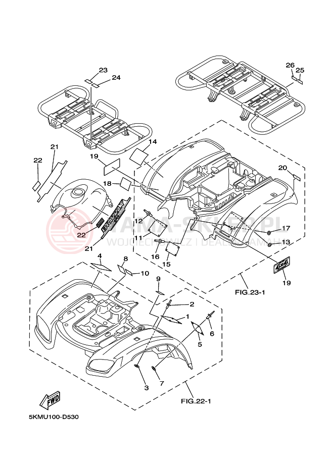 Schemat "naklejki" do Yamaha GRIZZLY