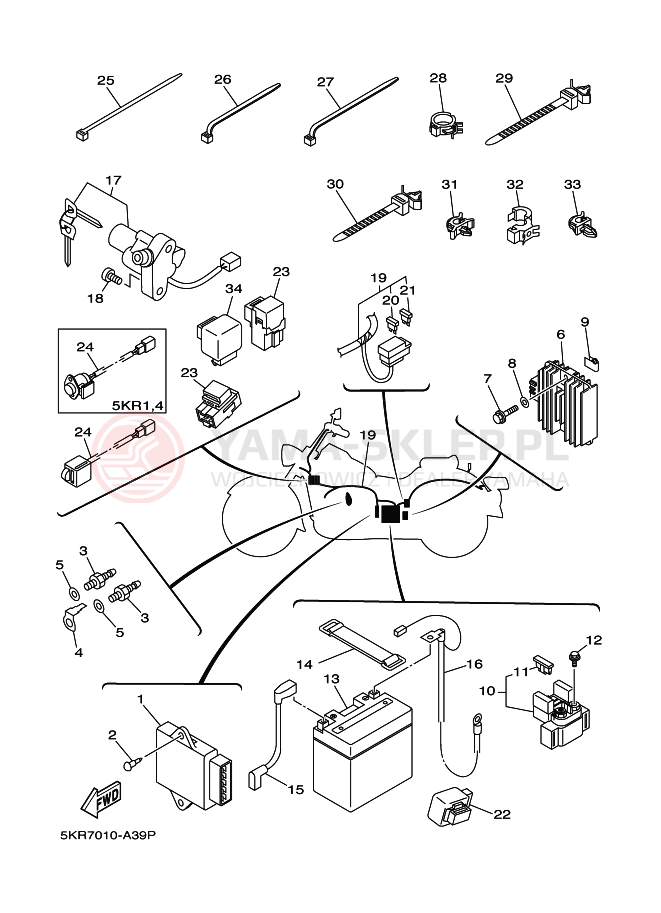 Schemat "układ elektryczny" do Yamaha XVS250 DRAGSTAR
