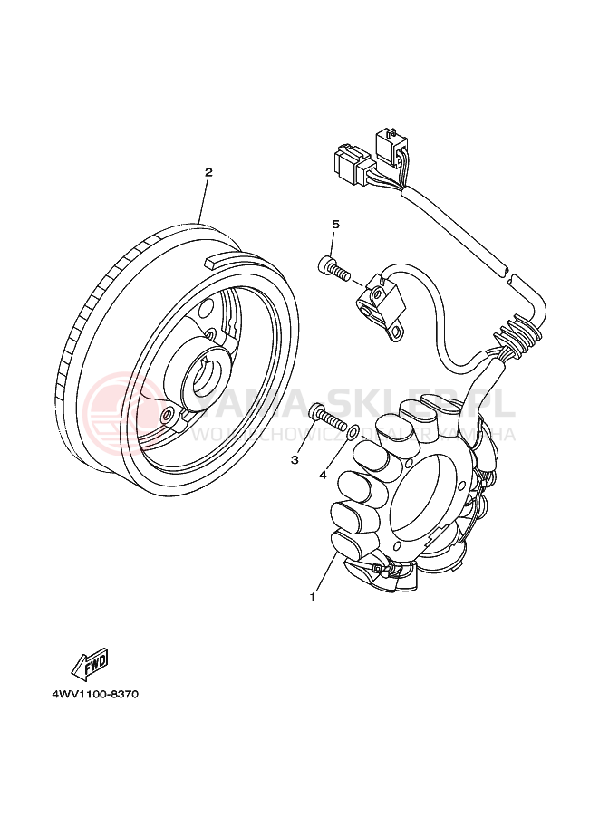 Schemat "prądnica" do Yamaha YFM600FWA