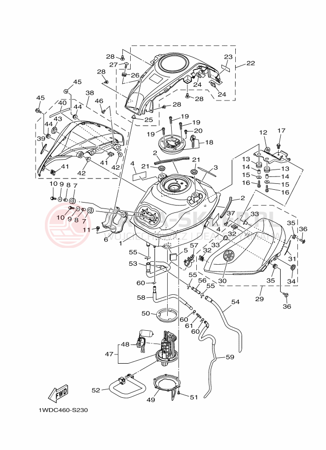 Schemat "zbiornik paliwa" do Yamaha YZF-R25