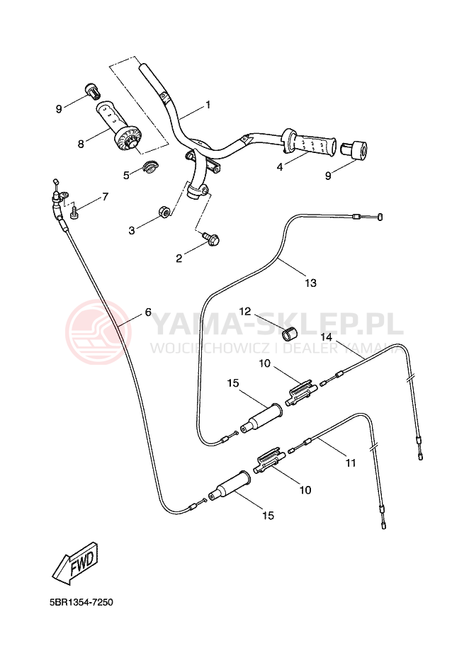 Schemat "Kierownica i osprzęt" do Yamaha AEROX