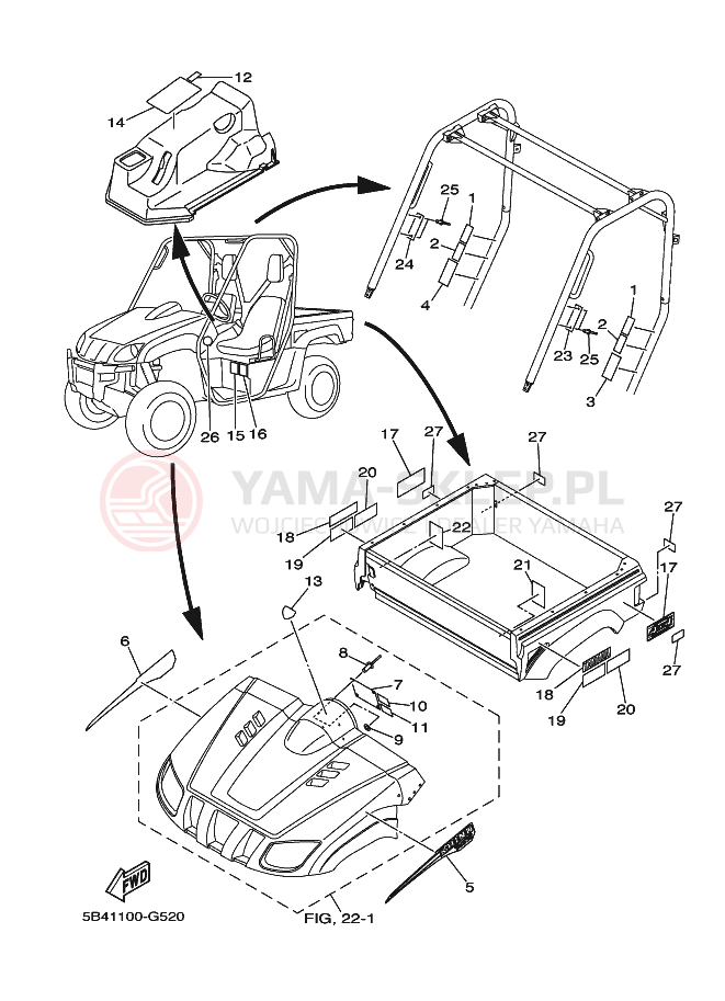 Schemat "naklejki" do Yamaha RHINO 700 FI