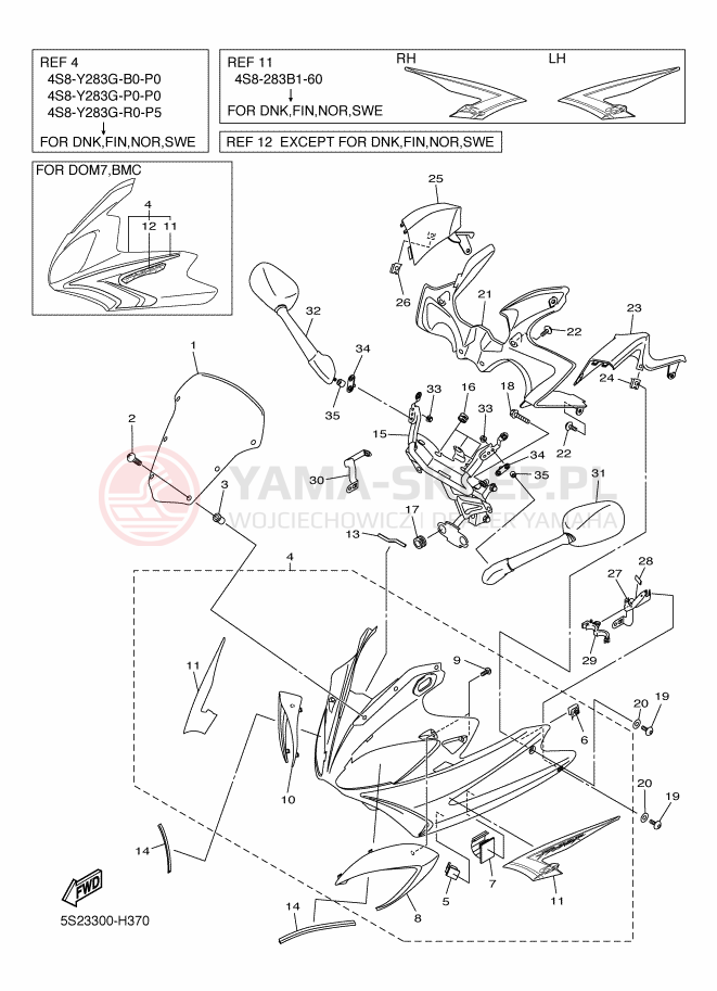 Schemat "elementy nadwozia" do Yamaha FAZER