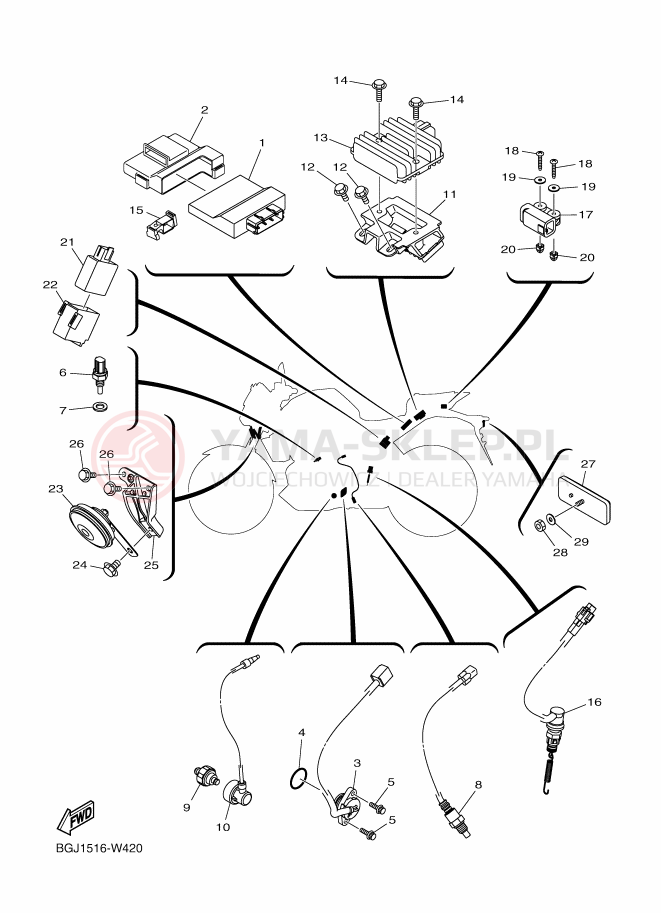 Schemat "układ elektryczny" do Yamaha MT-03