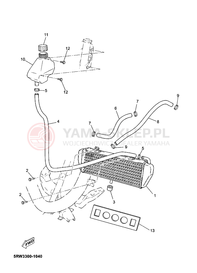 Schemat "Układ chlodzenia" do Yamaha JOG R