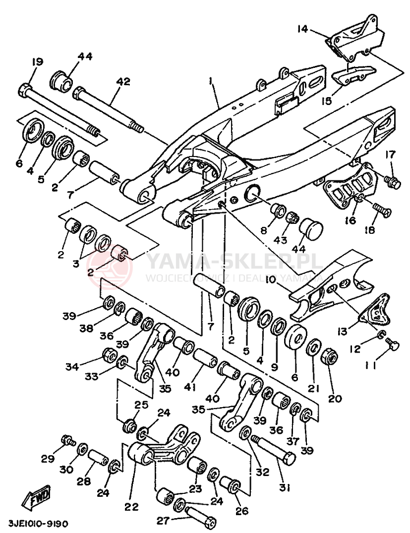 Schemat "wahacz" do Yamaha YZ250WR WIDE RATIO YZ250