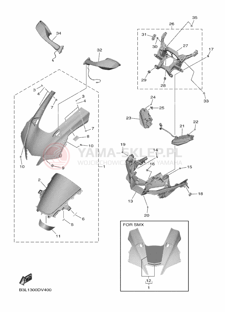 Schemat "elementy nadwozia" do Yamaha YZF1000 YZF-R1